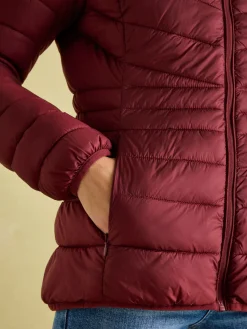 Kenley Dark Red Showerproof Padded Coat with Hood<Joules New