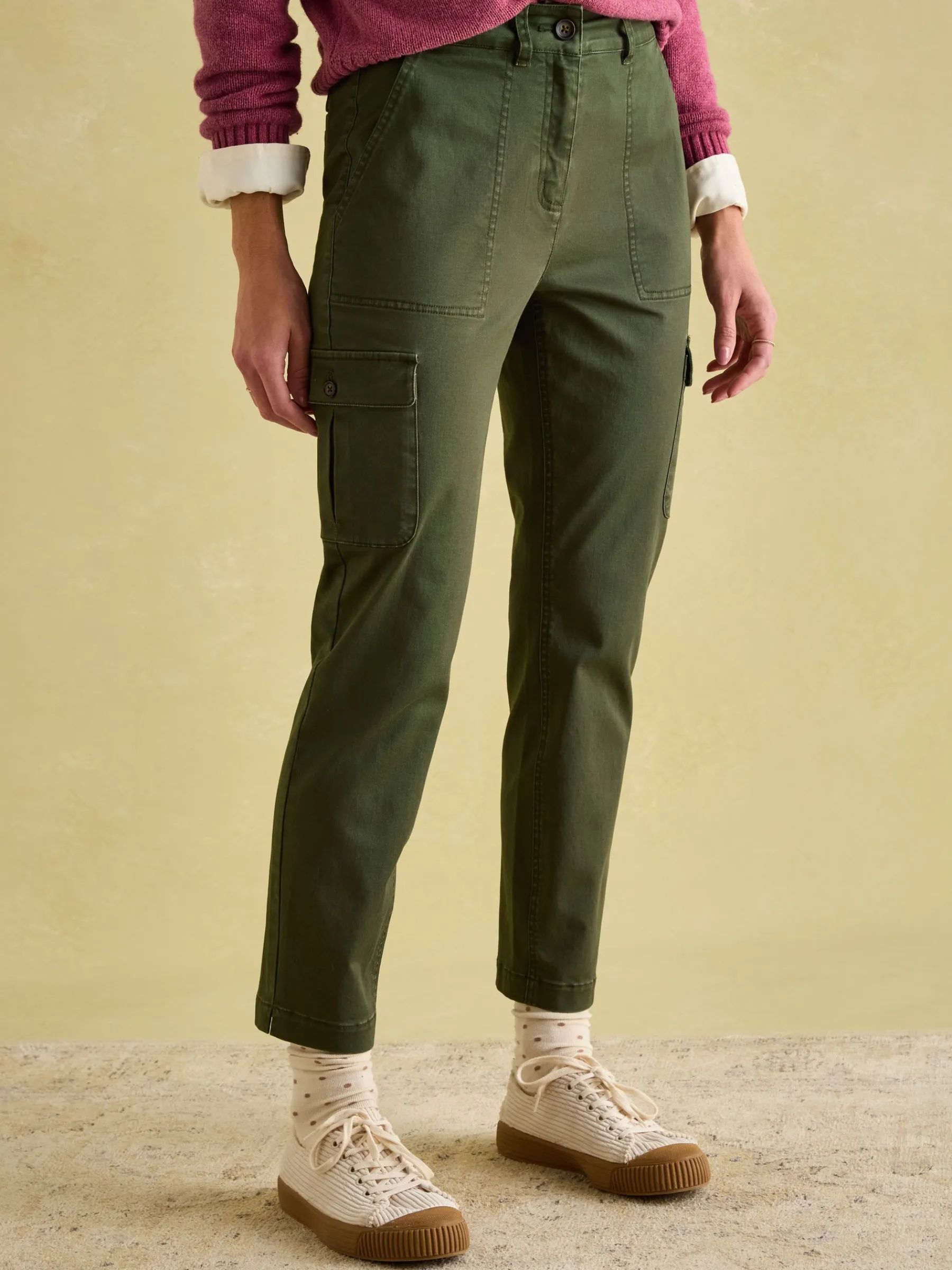 Khaki Green Slim Fit Cargo Trousers<Joules Discount