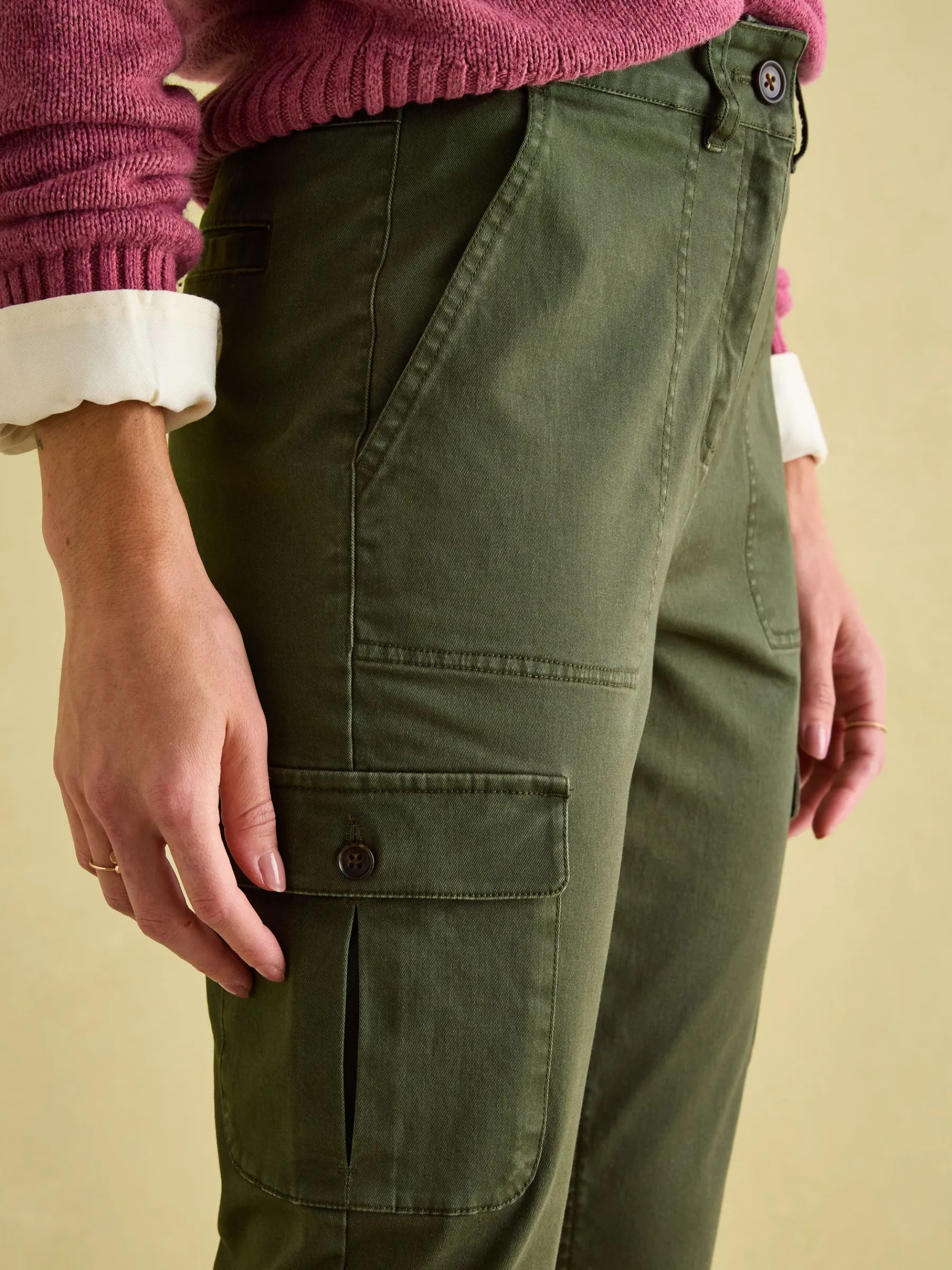 Khaki Green Slim Fit Cargo Trousers<Joules Discount