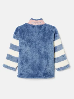 Kids' Always Cosy Blue Colourblock Quarter Zip Borg Fleece<Joules Clearance