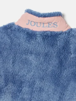 Kids' Always Cosy Blue Colourblock Quarter Zip Borg Fleece<Joules Clearance