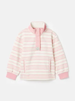 Kids' Burnham Pink Stripe Funnel Neck Sweatshirt<Joules Sale