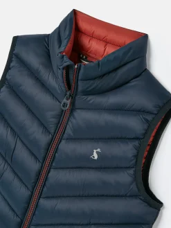 Kids' Crofton Navy Blue Showerproof Quilted Gilet<Joules Hot