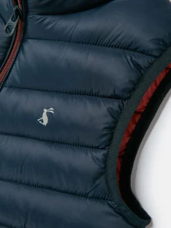 Kids' Crofton Navy Blue Showerproof Quilted Gilet<Joules Hot