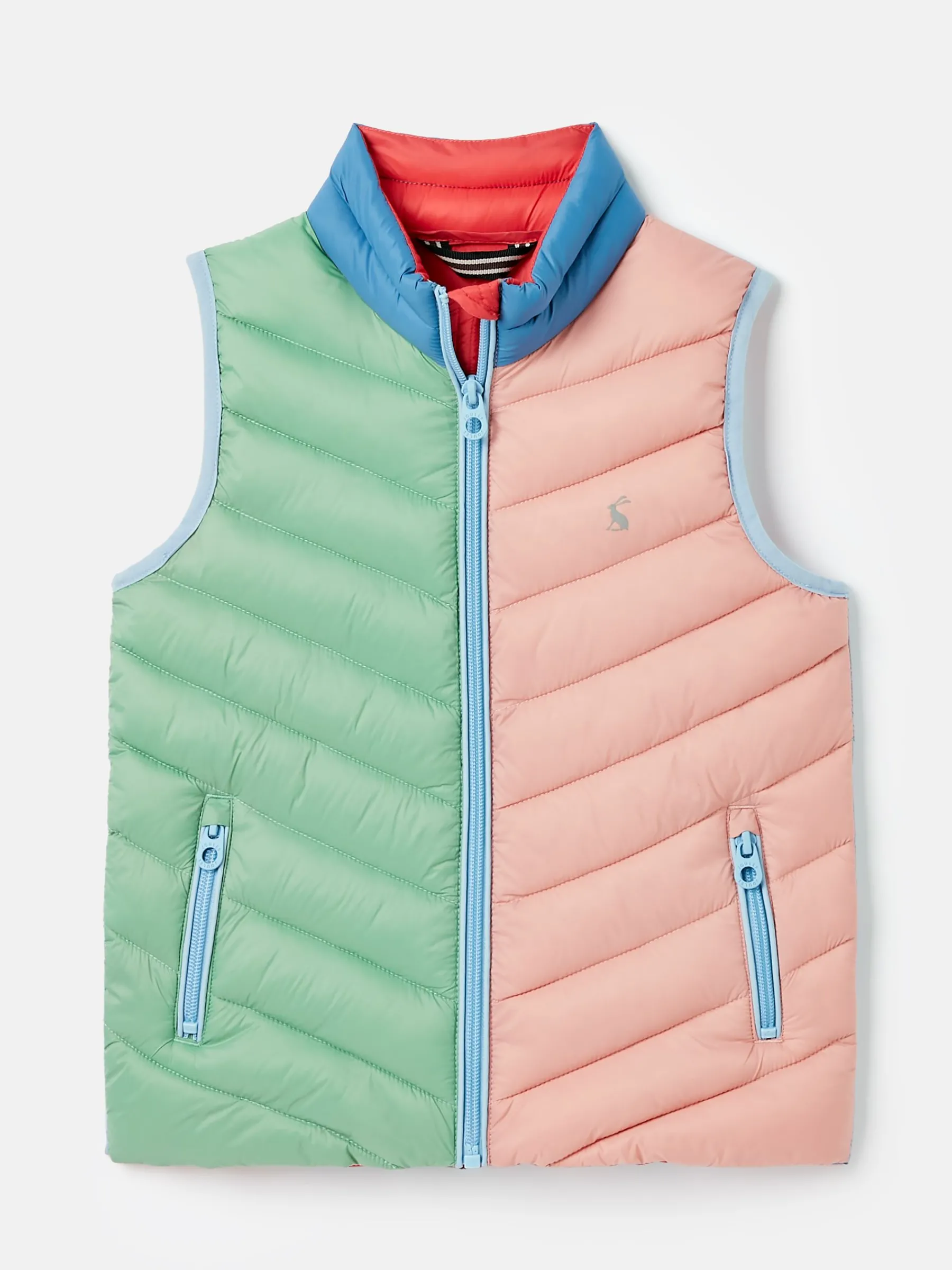 Kids' Crofton Pink Hotchpotch Showerproof Quilted Gilet<Joules Online