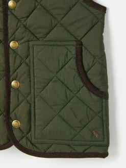 Kids' Gibson Khaki Green Quilted Gilet<Joules Outlet