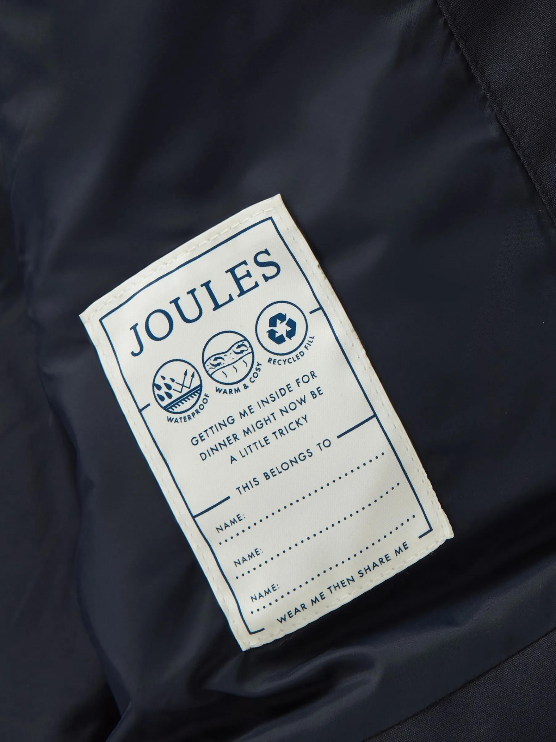 Kids' Padwell Navy Blue Waterproof Padded Coat<Joules Sale