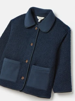 Kids' Sadie Navy Blue Borg Fleece Jacket<Joules Clearance