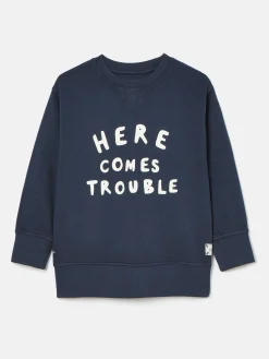Kids' Sundaze Navy Blue Crew Neck Slogan Sweatshirt<Joules