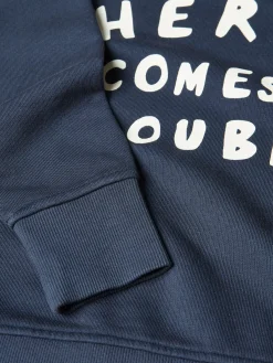 Kids' Sundaze Navy Blue Crew Neck Slogan Sweatshirt<Joules