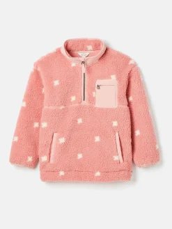 Kids' Tilly Pink Spot Half Zip Borg Fleece<Joules Best