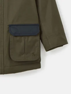 Kids' Ultimate Khaki Green Waterproof Coat with Quilted Lining<Joules Clearance