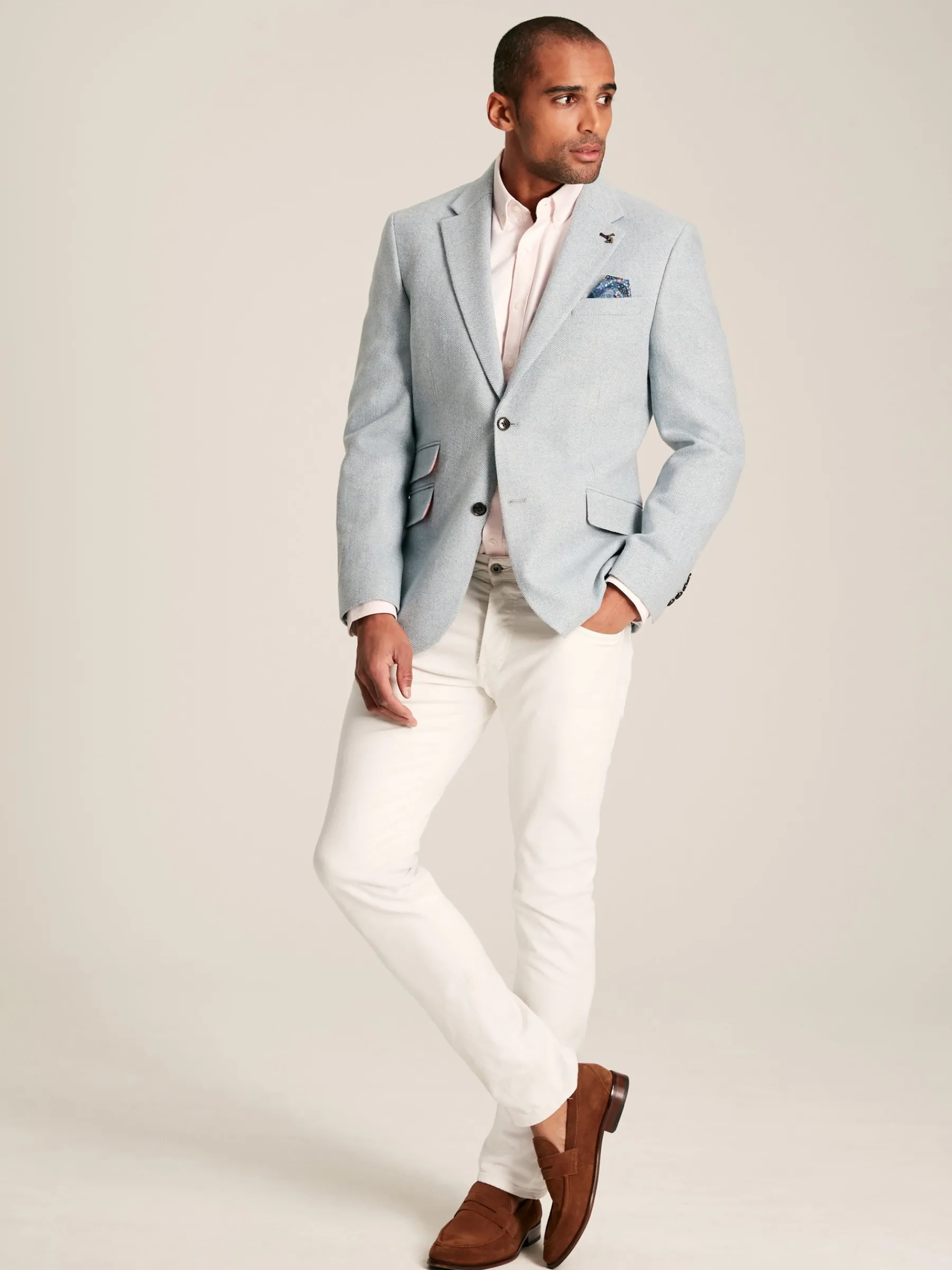 Light Blue Herringbone Texture Slim Fit Blazer<Joules Hot