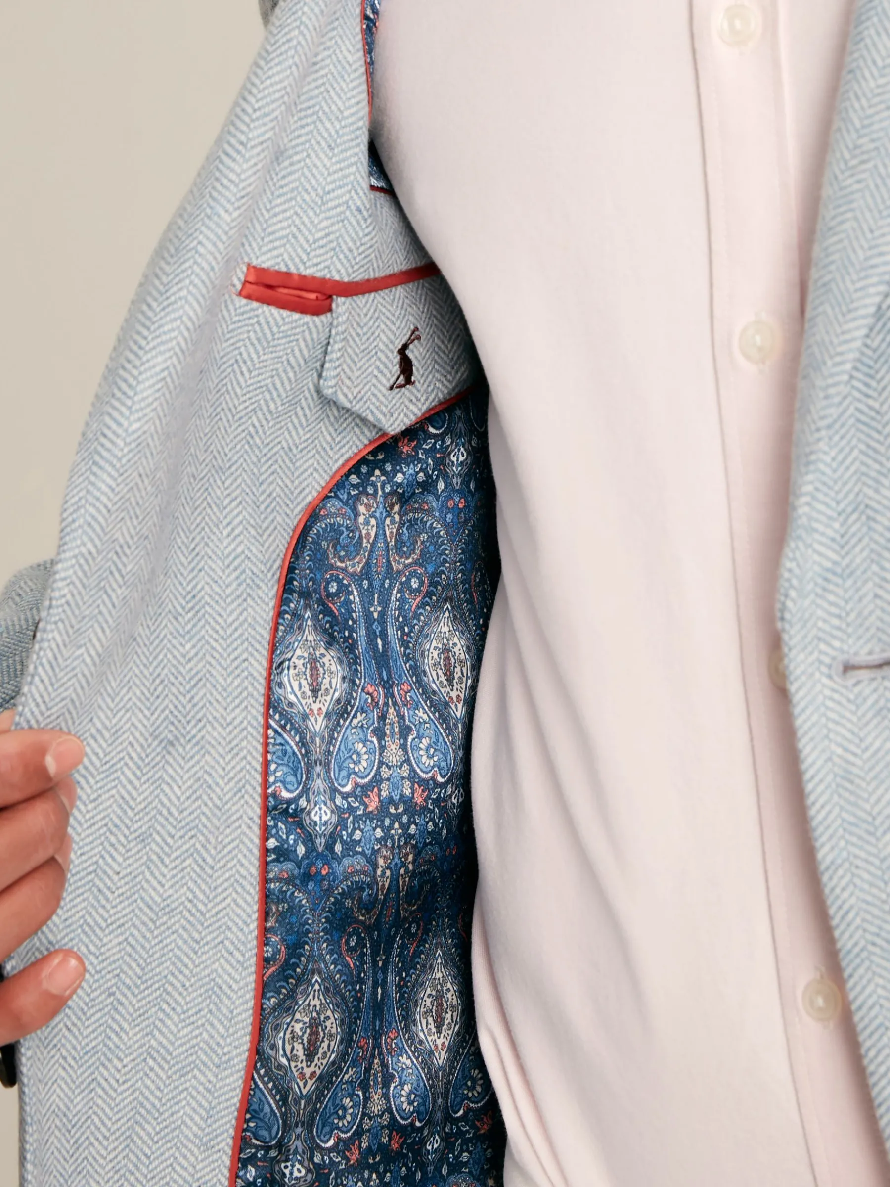 Light Blue Herringbone Texture Slim Fit Blazer<Joules Hot