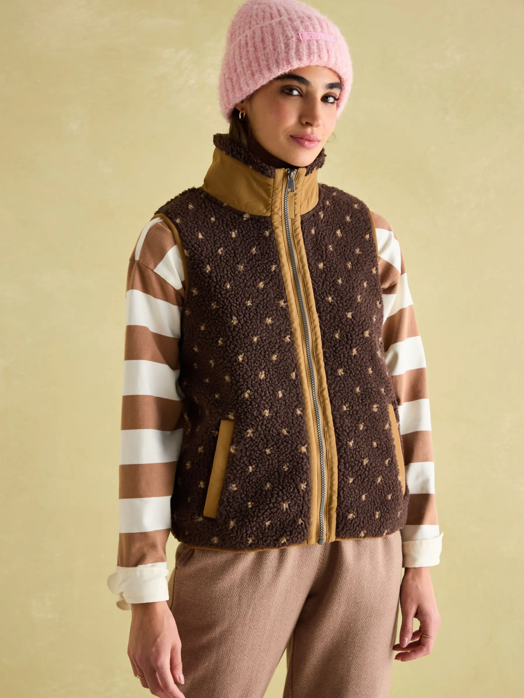 Lilah Chocolate Brown Printed Gilet<Joules