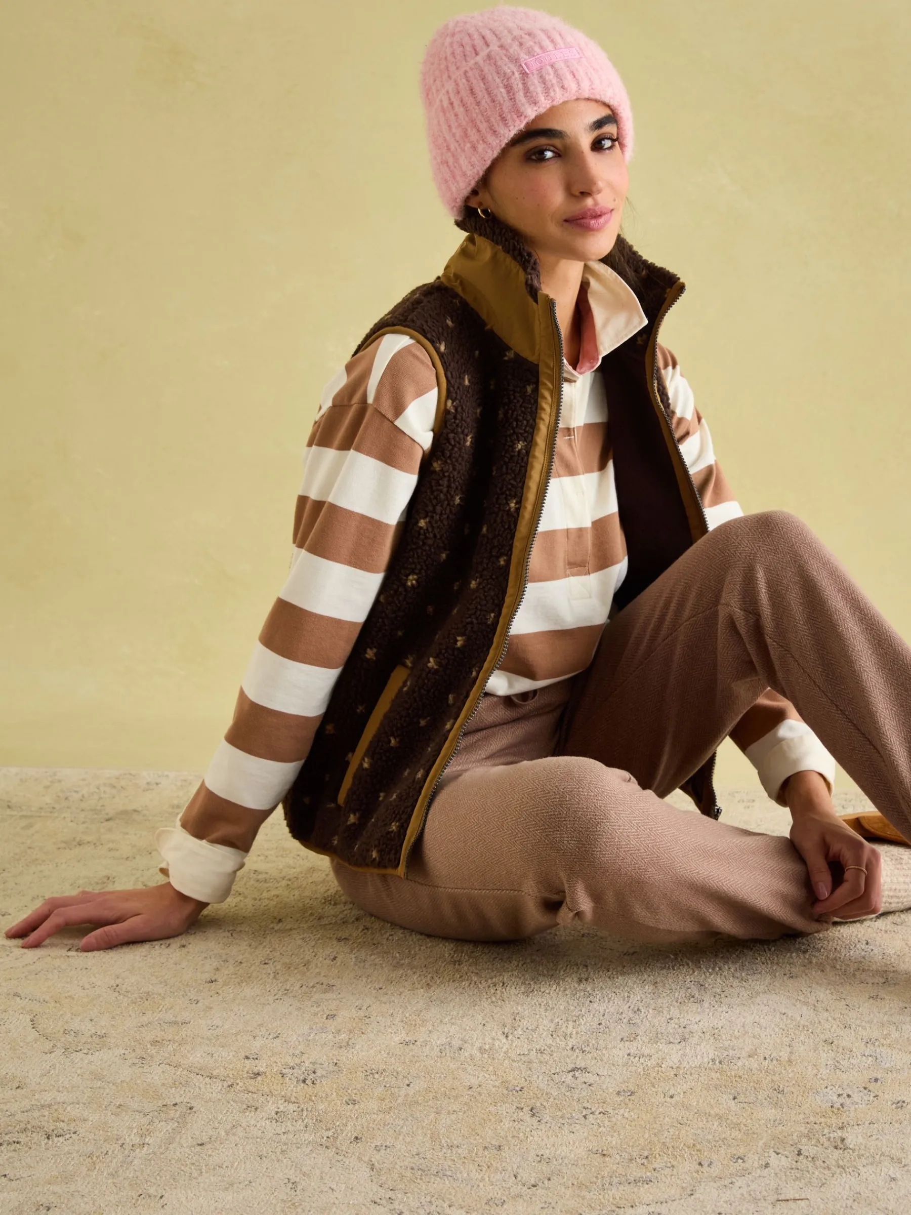 Lilah Chocolate Brown Printed Gilet<Joules