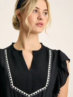 Lillia Navy Blue Tie Waist Tiered Dress<Joules Outlet