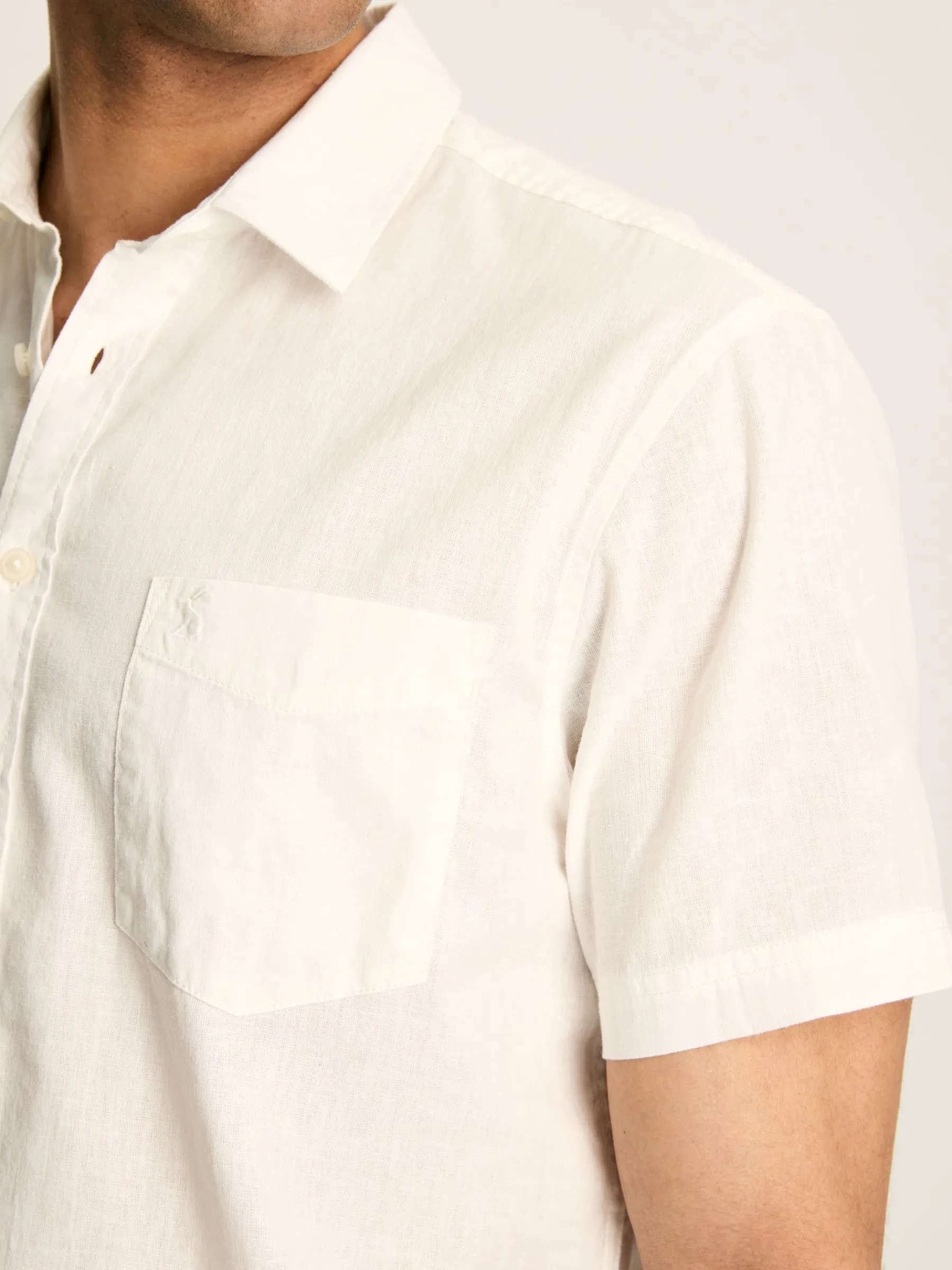 Linen Blend Plain Short Sleeve Shirt<Joules