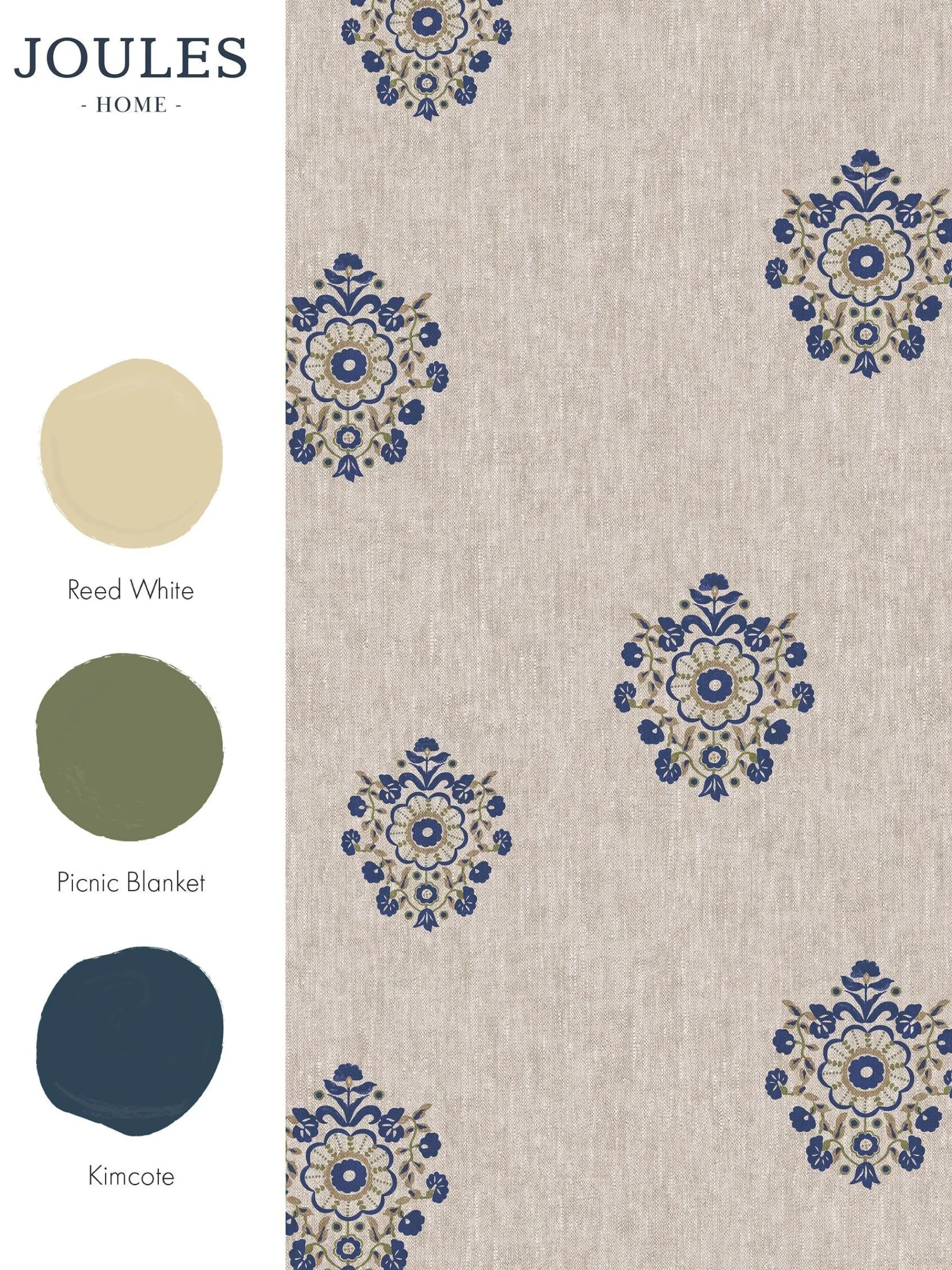 Linen Blue Grove Motif Print 10M Wallpaper<Joules Sale