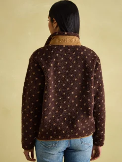 Lottie Chocolate Brown spot Borg Fleece Jacket<Joules Discount