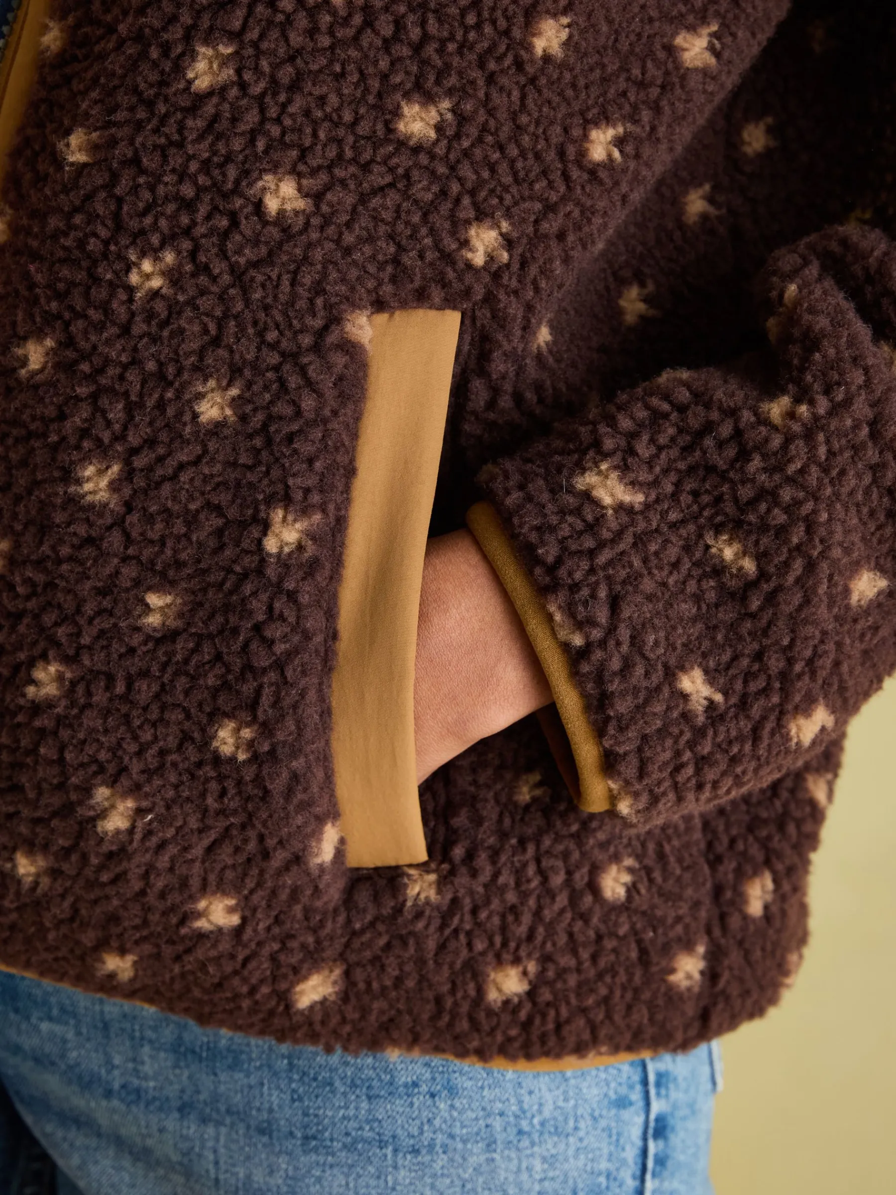 Lottie Chocolate Brown spot Borg Fleece Jacket<Joules Discount