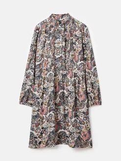 Lucia Brown Floral Frilled Midi Dress<Joules Online