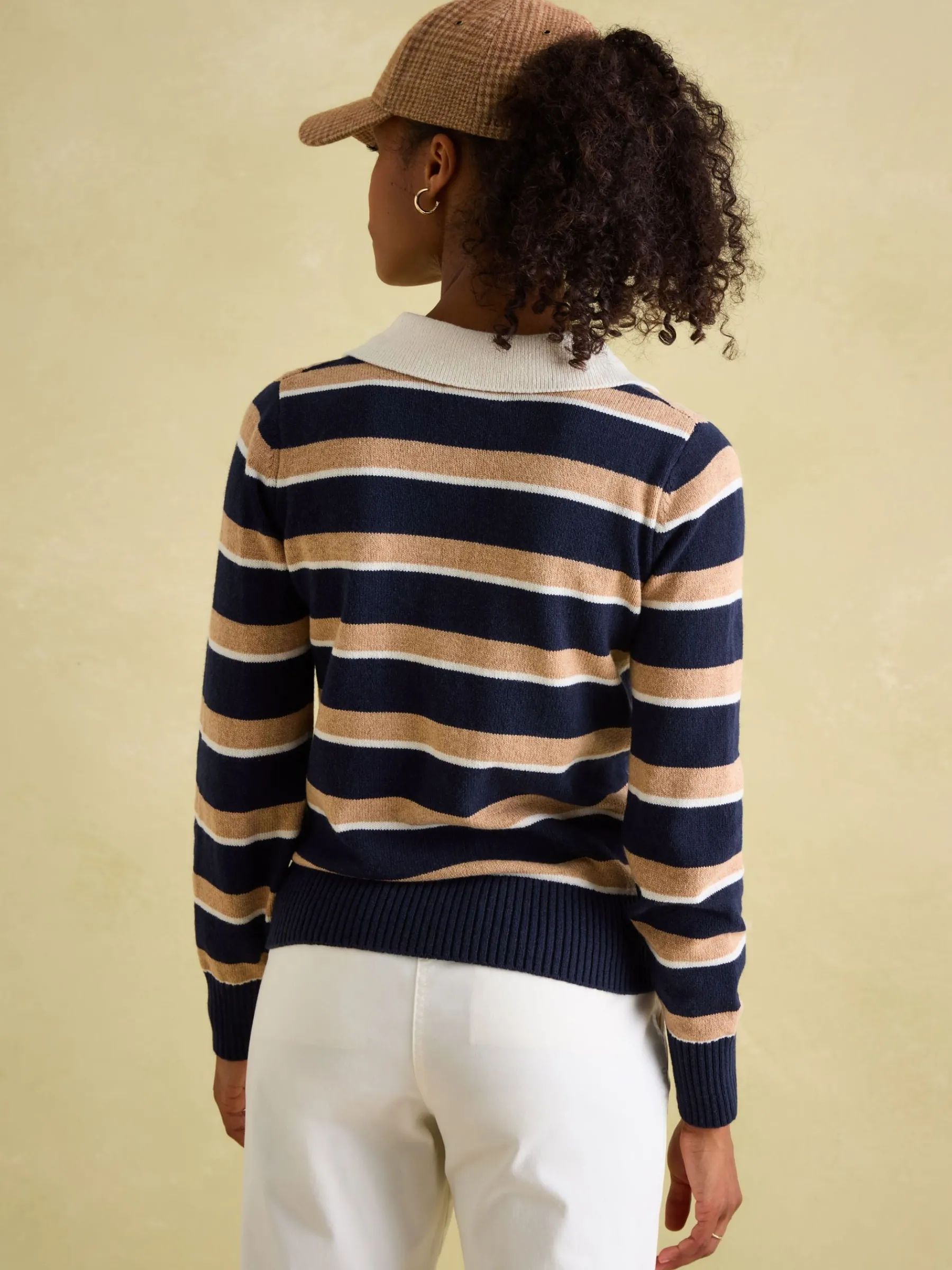 Maddie V Neck Stripe Jumper with Collar<Joules