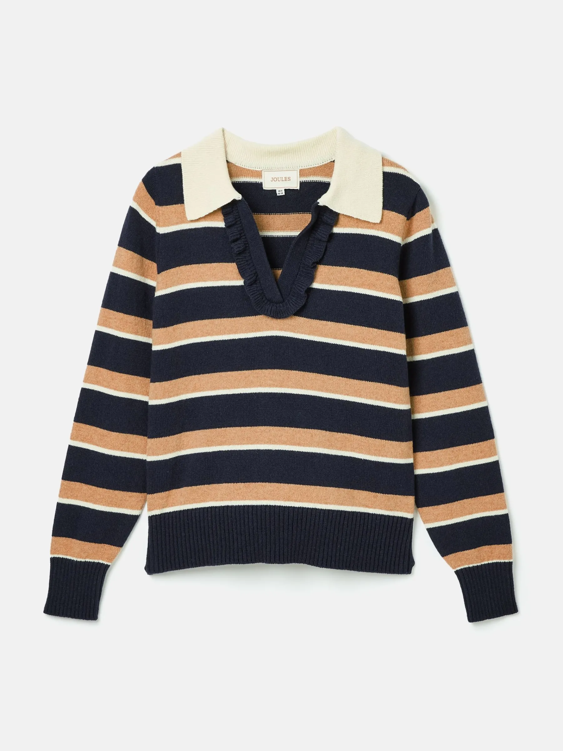 Maddie V Neck Stripe Jumper with Collar<Joules