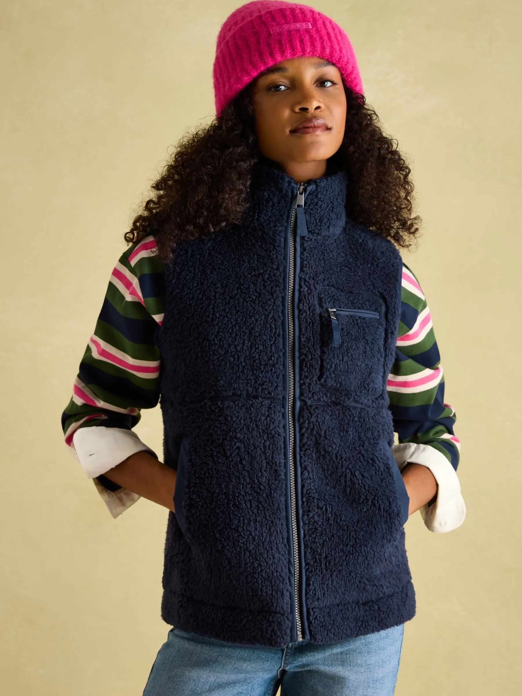 Mallory Navy blue Fleece Gilet<Joules Best