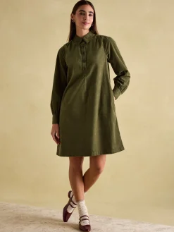 Maple Khaki Green Corduroy Shirt Dress<Joules Sale