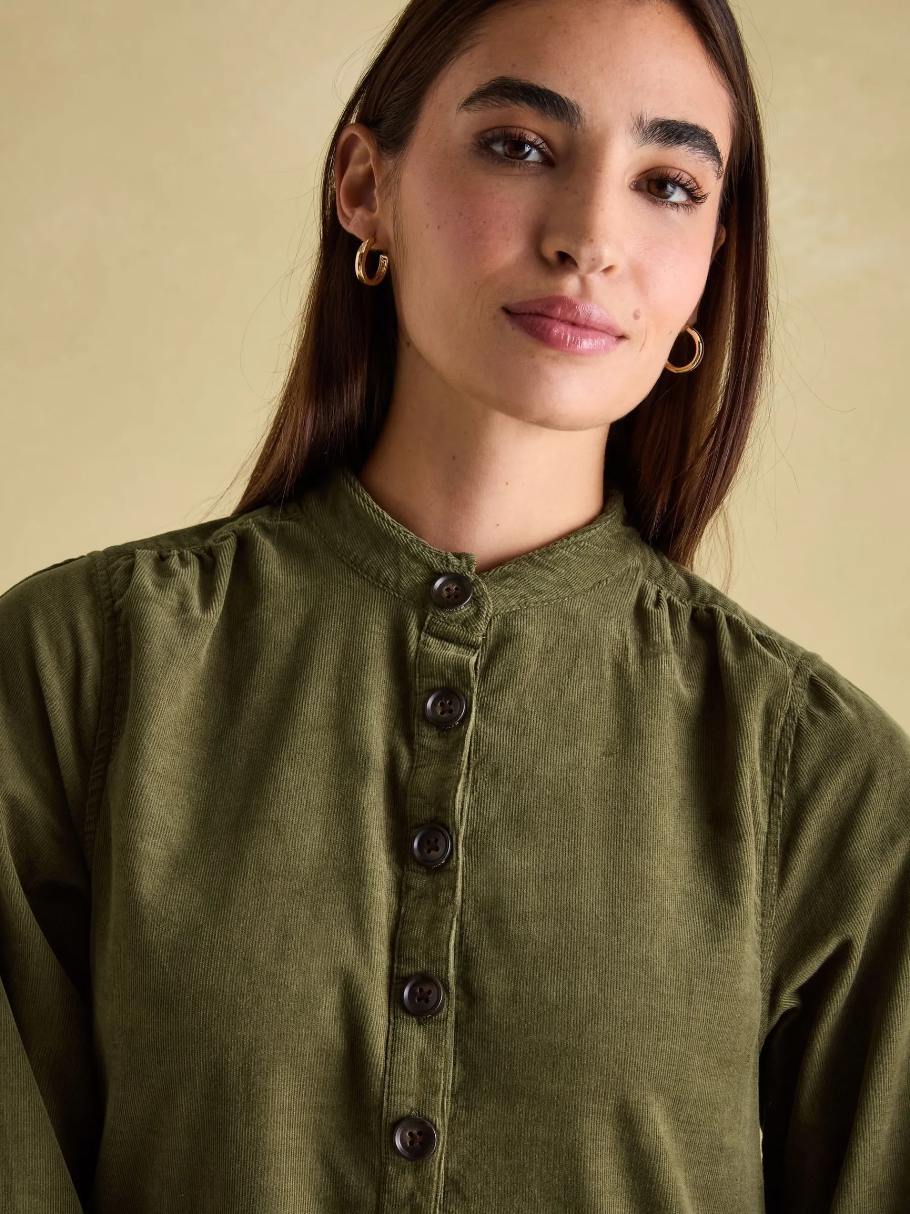 Maple Khaki Green Corduroy Shirt Dress<Joules Sale