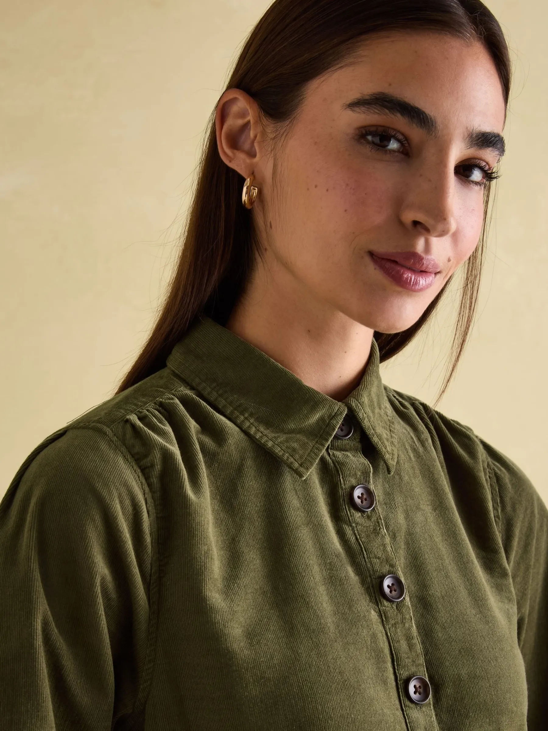Maple Khaki Green Corduroy Shirt Dress<Joules Sale