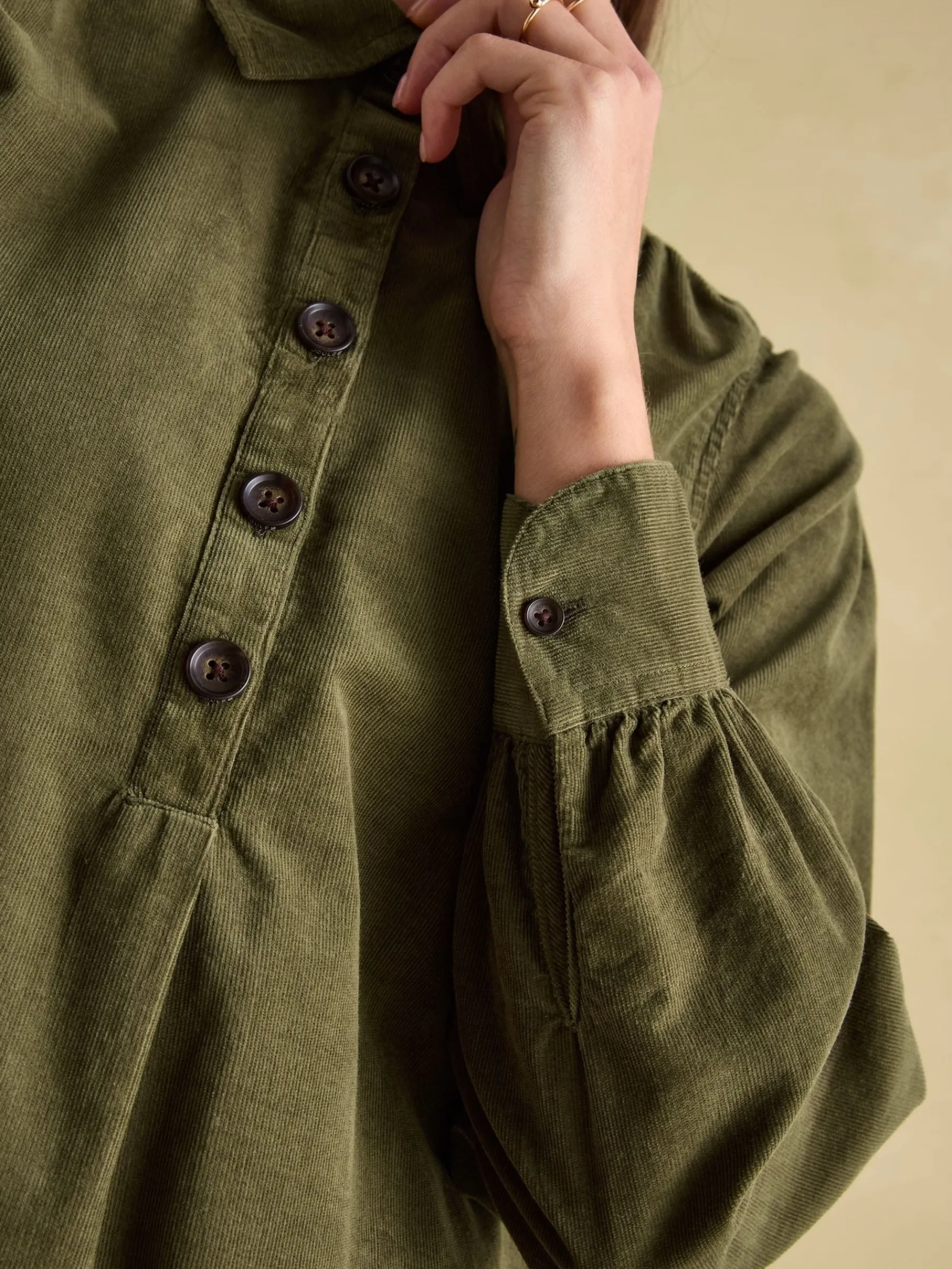 Maple Khaki Green Corduroy Shirt Dress<Joules Sale