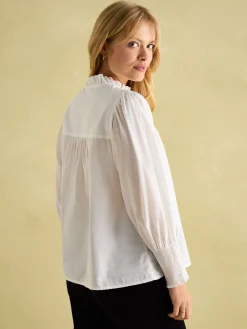 Mariella Cotton Frill Neck Blouse<Joules Outlet
