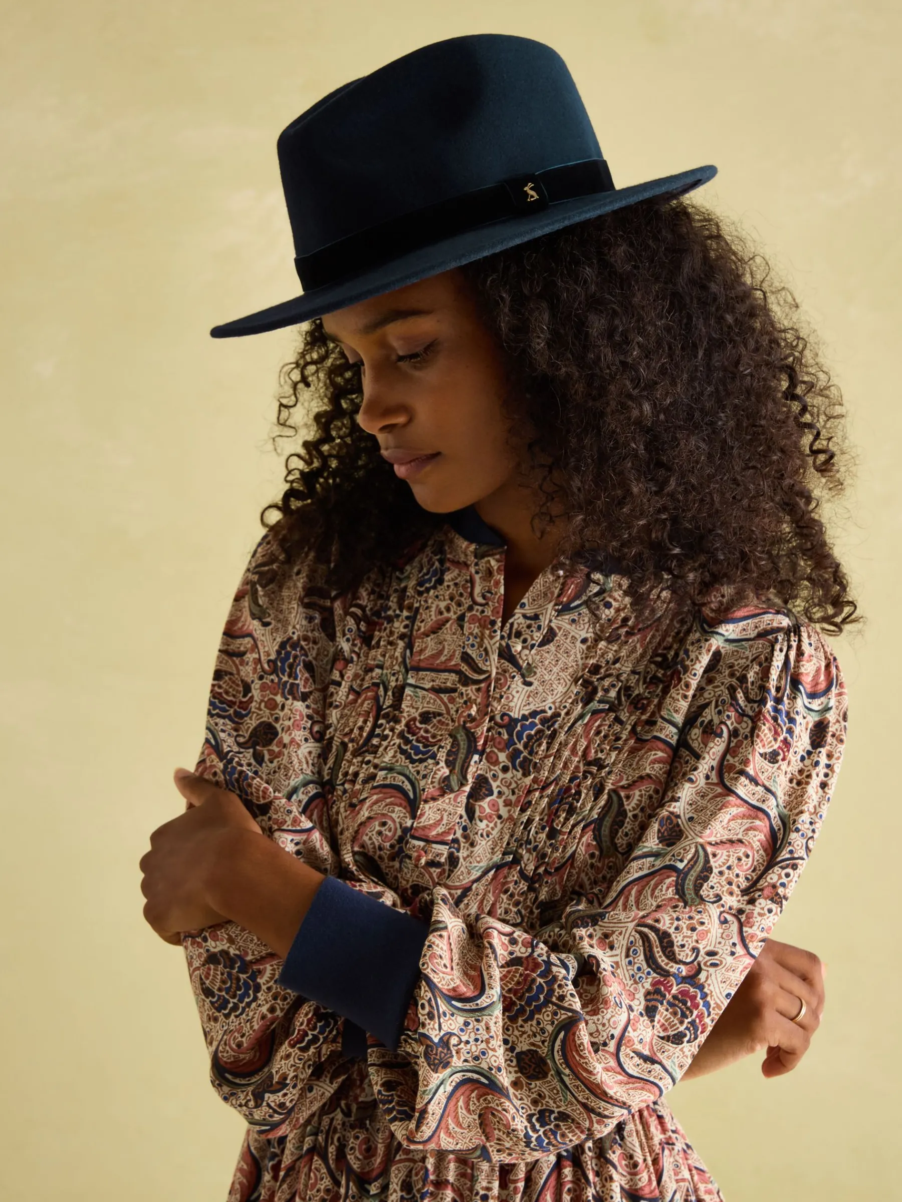 Maude Navy Blue Wool Fedora Hat<Joules Best