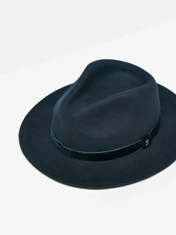 Maude Navy Blue Wool Fedora Hat<Joules Best