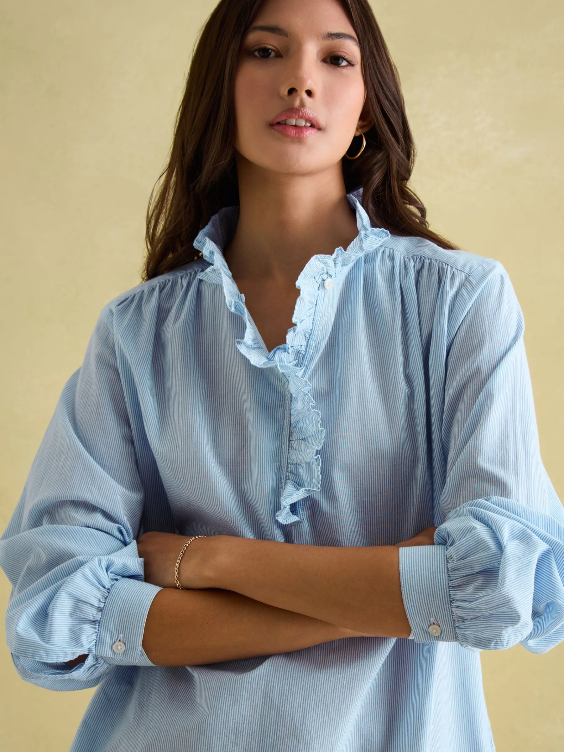 Melanie Cotton Ruffle Blouse<Joules Hot