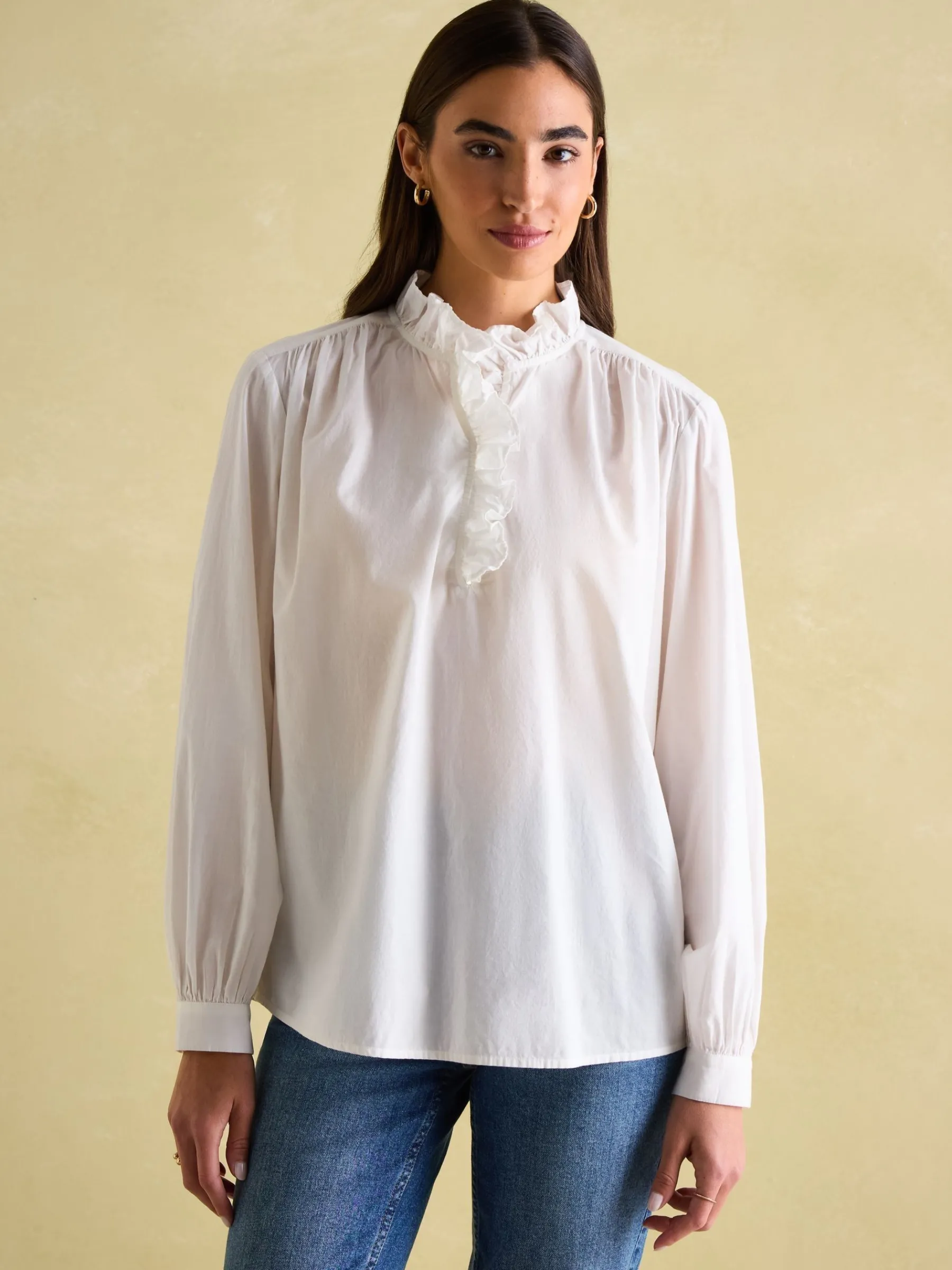 Melanie Cotton Ruffle Blouse<Joules