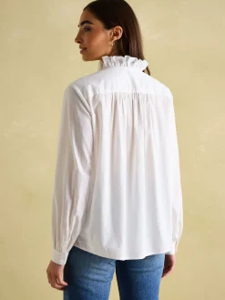 Melanie Cotton Ruffle Blouse<Joules