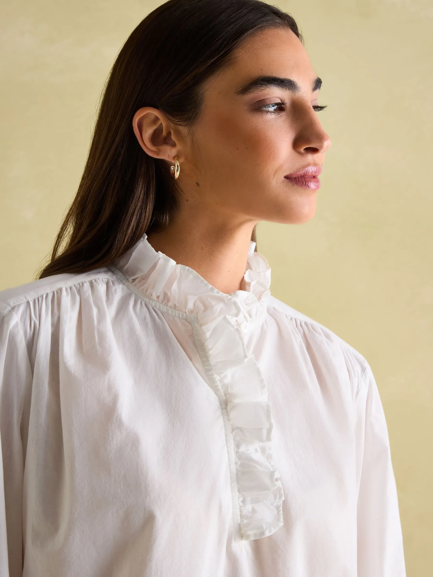Melanie Cotton Ruffle Blouse<Joules