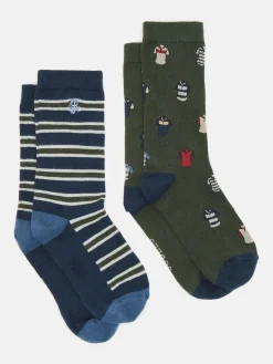 Men's Kingsbury 2 Pack Socks (size 7-12)<Joules Best