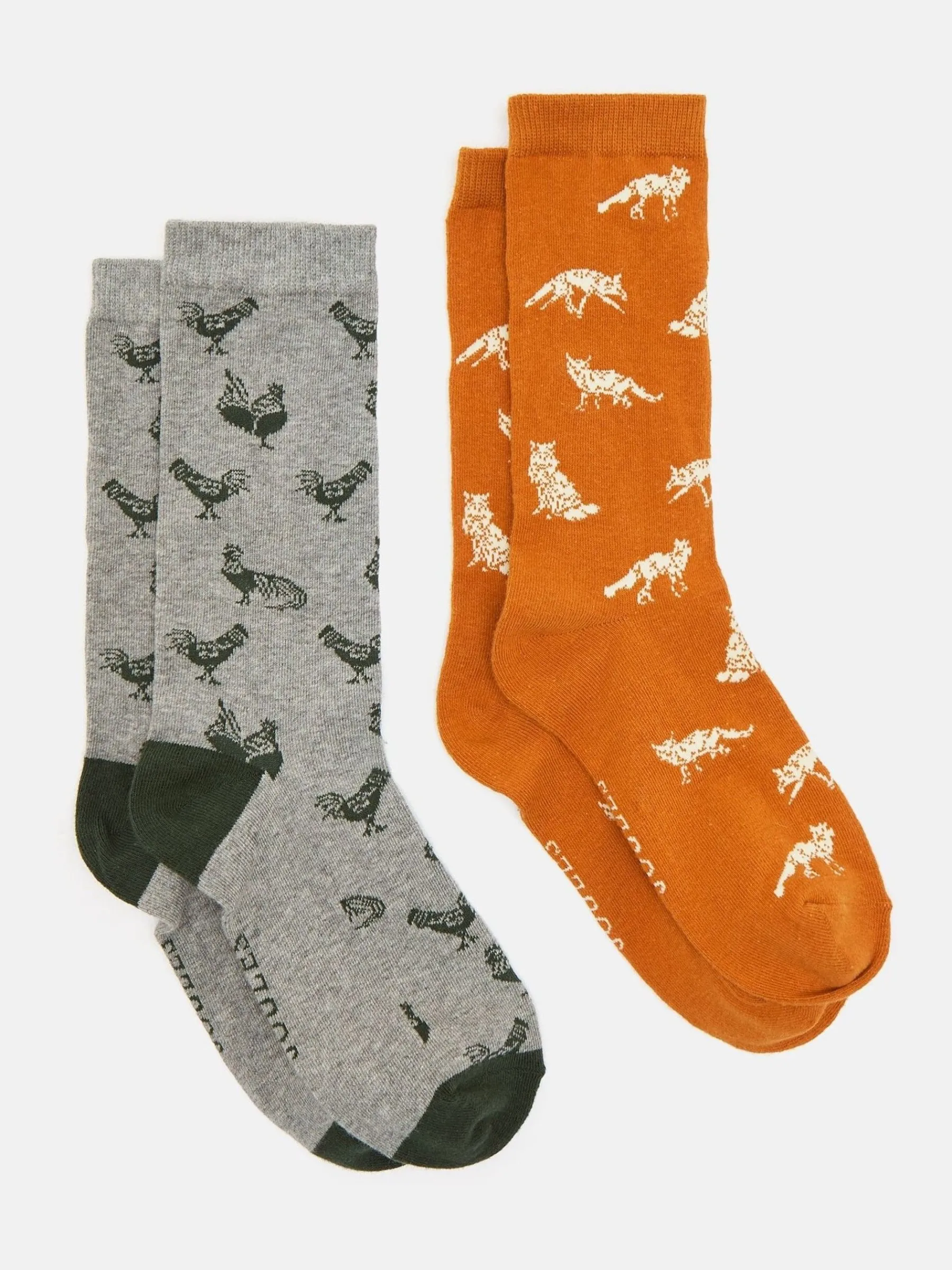 Men's Kingsbury Grey Hen 2 Pack Socks (size 7-12)<Joules Best
