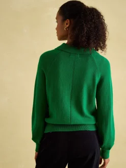 Mia Pointelle Jumper with Open Collar<Joules New