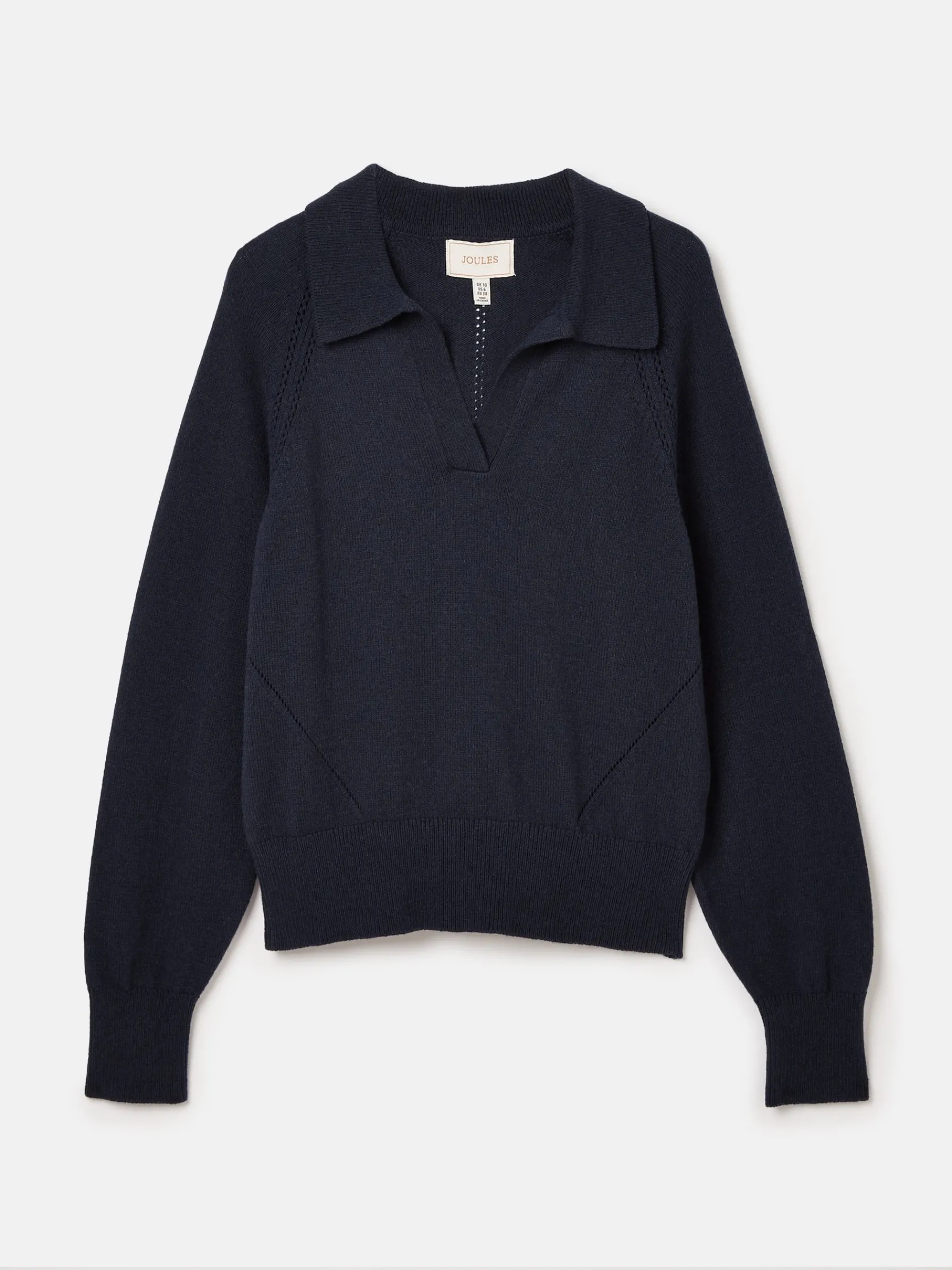 Mia Navy Blue Pointelle Jumper with Open Collar<Joules New