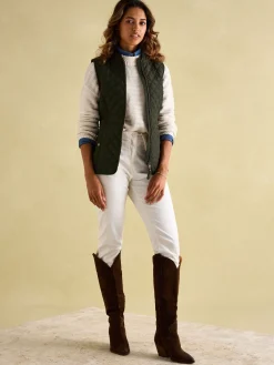 Minx Khaki Green Showerproof Diamond Quilted Gilet<Joules Outlet