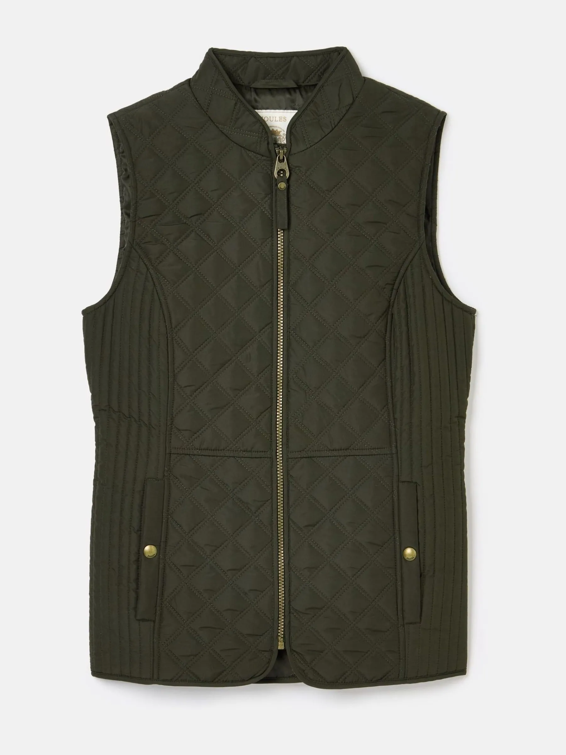 Minx Khaki Green Showerproof Diamond Quilted Gilet<Joules Outlet