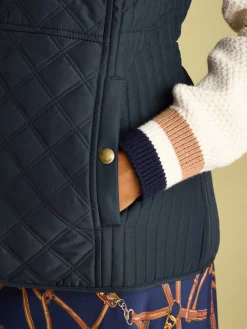Minx Navy Blue Showerproof Diamond Quilted Gilet<Joules