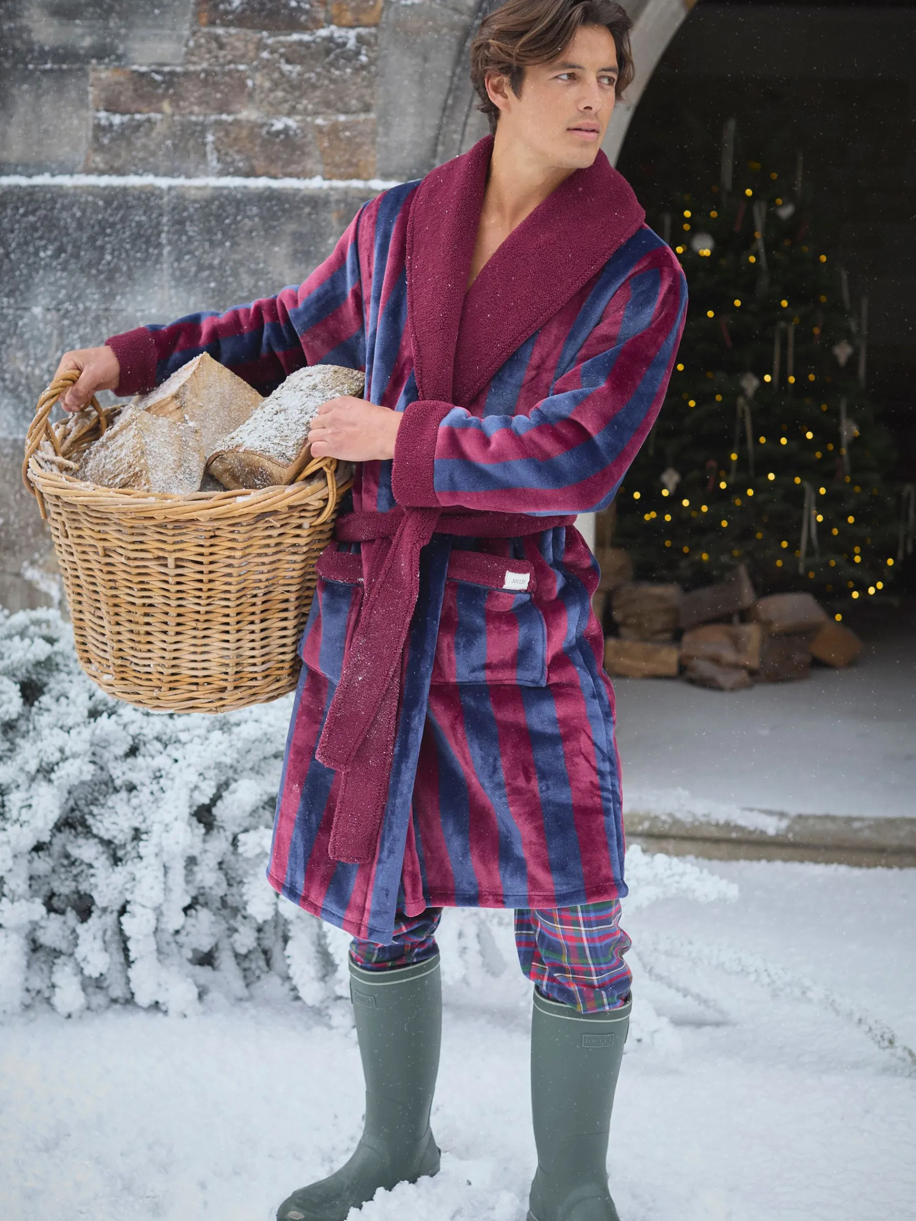 Montague Fleece Lined Dressing Gown<Joules