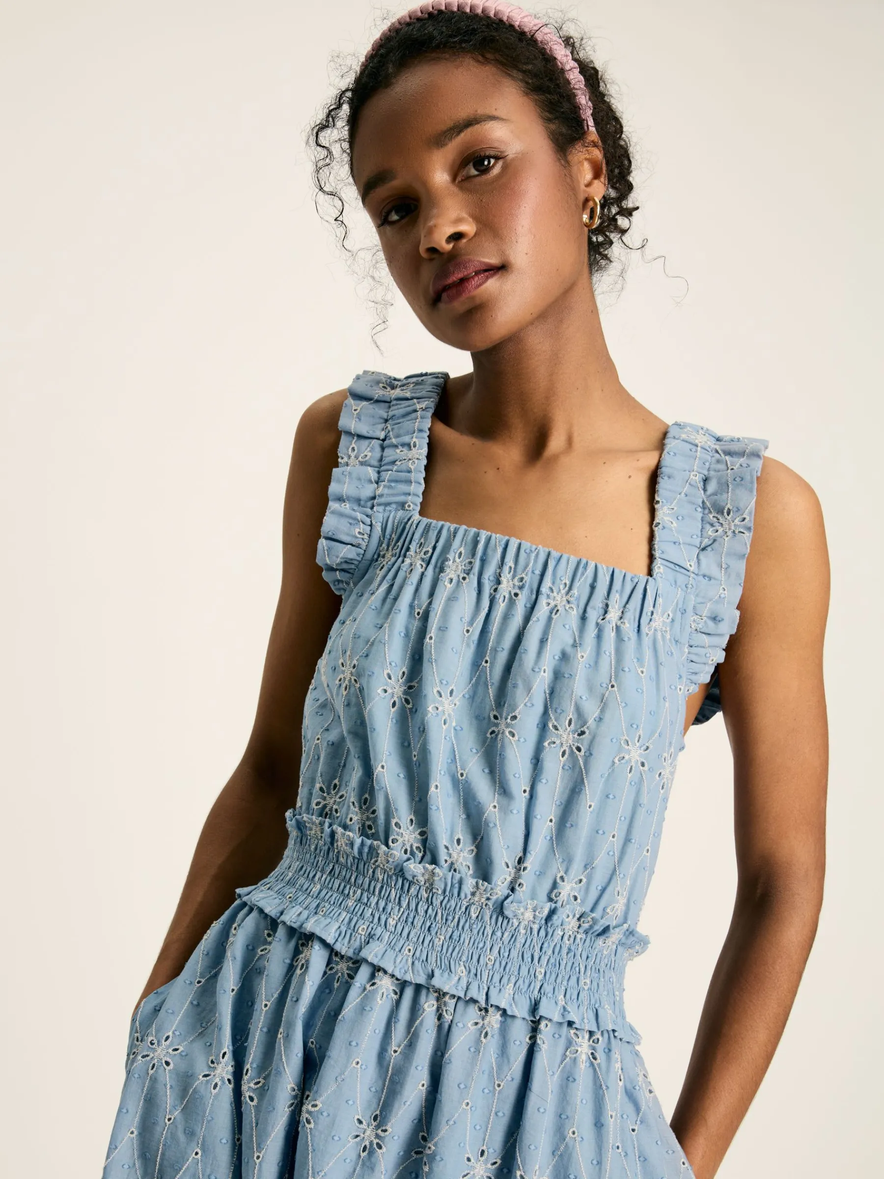 Nadia Broderie Sun Dress<Joules