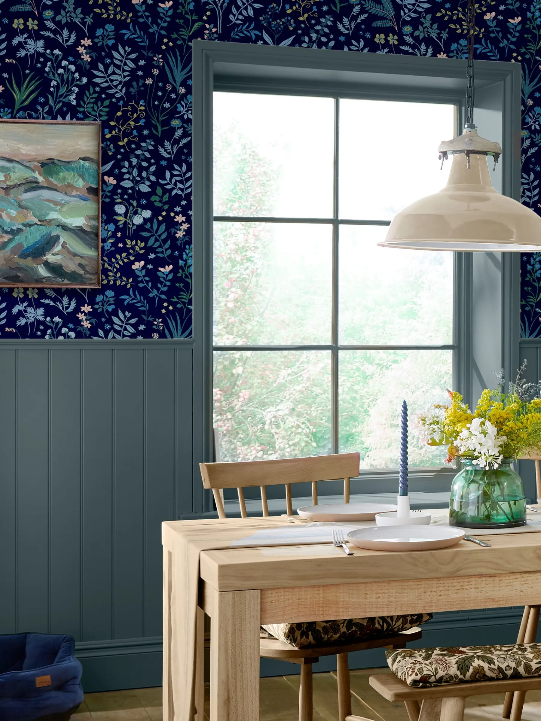 Navy Blue Holcombe Floral 10M Wallpaper<Joules Discount